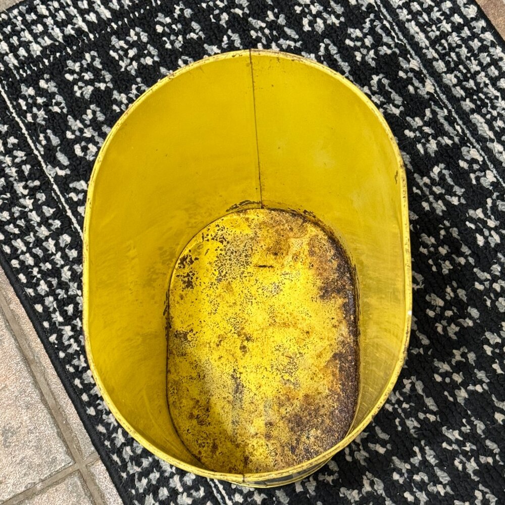 1950's Retro N.C. Color Ware Yellow & White Floral Metal Waste Bin - Picture 16 of 17
